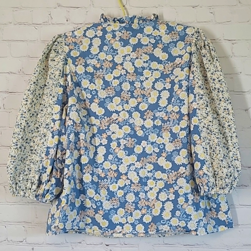 Anthropologie Solitaire Laura Peasant Floral Daisy Cottagecore Top Blouse Sz S - Picture 11 of 16